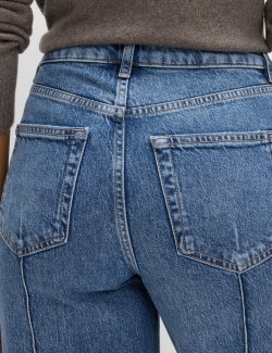 High Waisted Pintuck Wide Leg Jeans