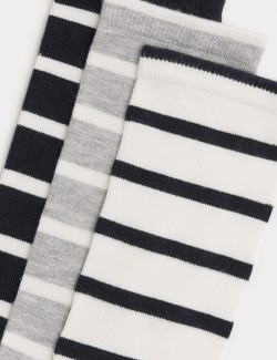 3 Pack Supersoft Striped Crew Socks