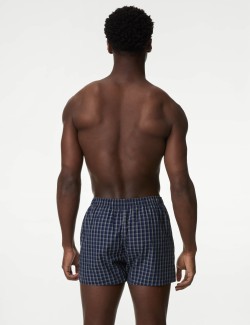 5pk Pure Cotton Checked Woven Boxers