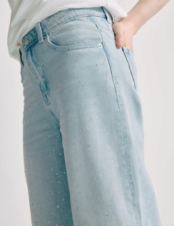 Wide Leg Denim Diamante Jeans (6-16 Yrs)