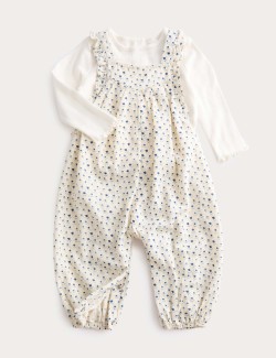 2 Piece Pure Cotton Dungarees with Blouse (0-6 Years)
