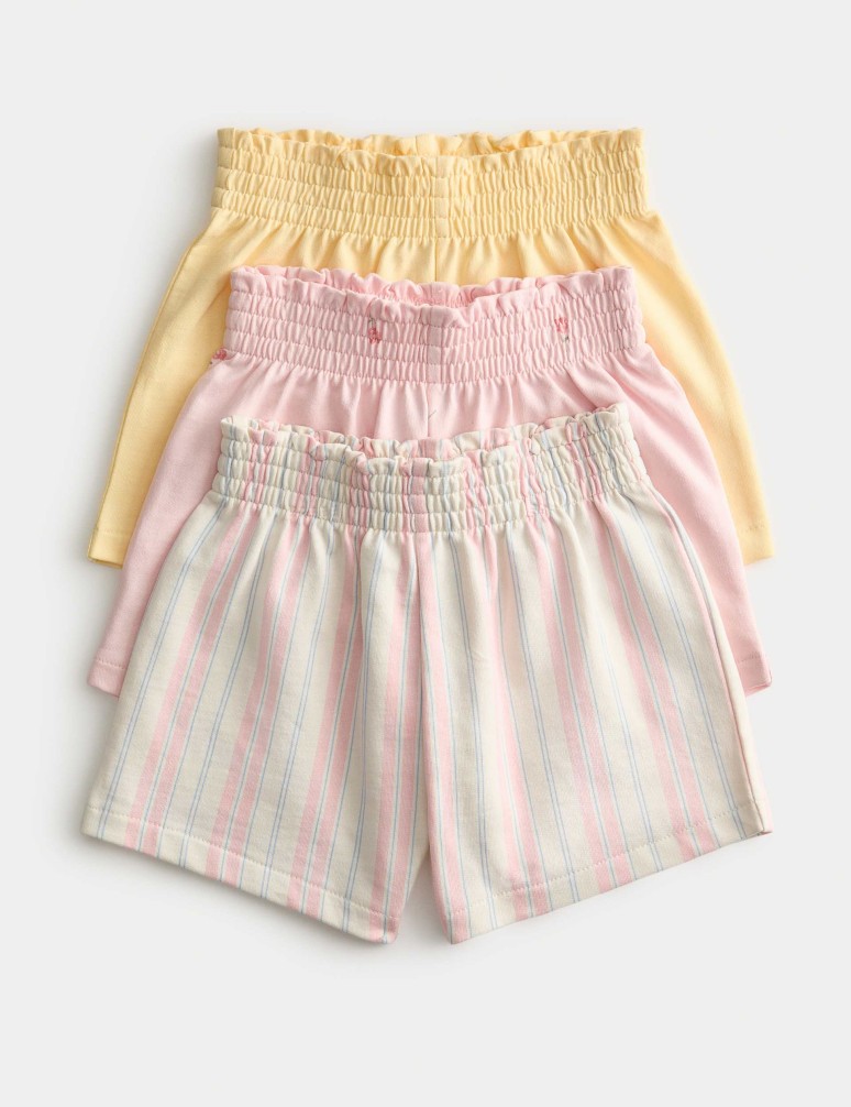 3 Pack Pure Cotton Multi Pattern Shorts (0-5 Yrs)