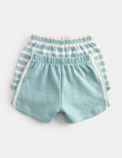 2 Pack Pure Cotton Side Stripe Shorts (0-5 Yrs)