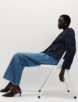 High Waisted Embellished Wide Leg Jeans