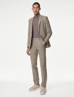 Slim Fit Puppytooth Check Trousers