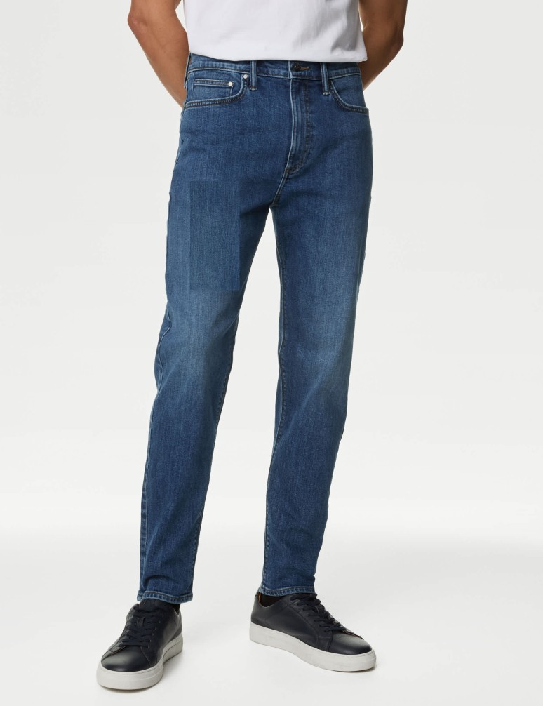 Tapered Fit Cotton Rich Stretch Jeans