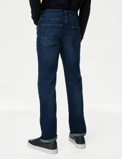 Straight Fit Vintage Wash Stretch Jeans