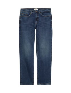 Straight Fit Vintage Wash Stretch Jeans