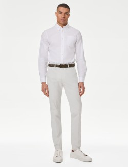 Slim Fit Textured Belted Chinos