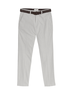 Slim Fit Textured Belted Chinos