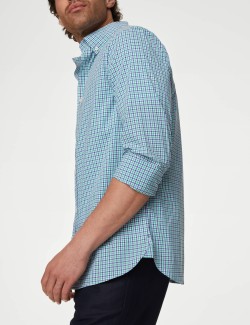 Cotton Rich Gingham Check Oxford Shirt