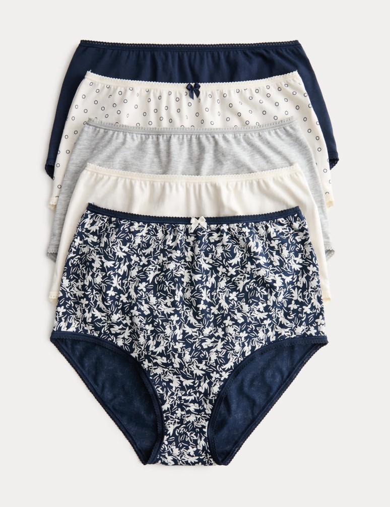 5pk Cotton Lycra™ Printed Full Briefs