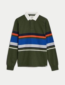 Pure Cotton Striped Long Sleeve Rugby Shirt