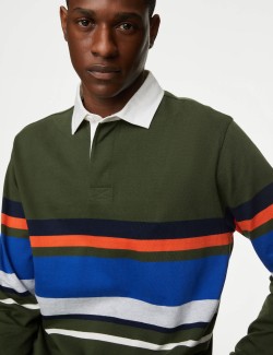 Pure Cotton Striped Long Sleeve Rugby Shirt