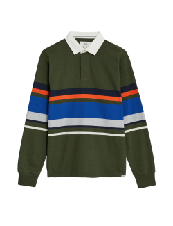 Pure Cotton Striped Long Sleeve Rugby Shirt