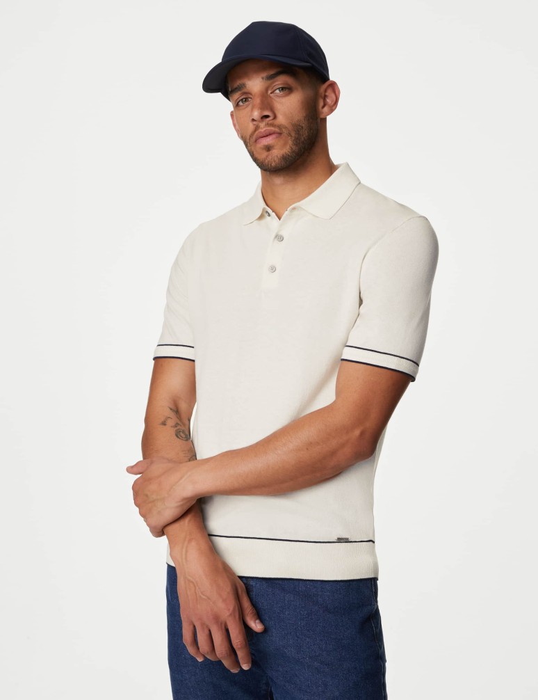 Silk Cotton Knitted Polo Shirt