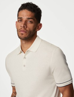 Silk Cotton Knitted Polo Shirt