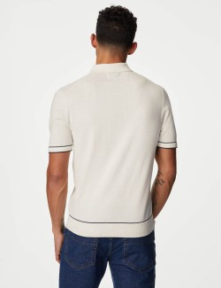 Silk Cotton Knitted Polo Shirt