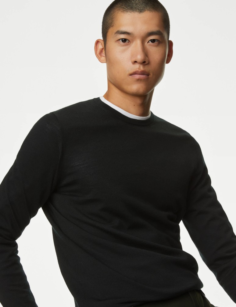 Pure Extra Fine Merino Wool Crew Neck Jumper