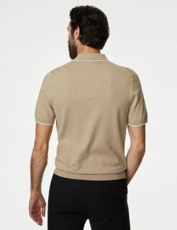 Cotton Rich Short Sleeve Knitted Polo Shirt