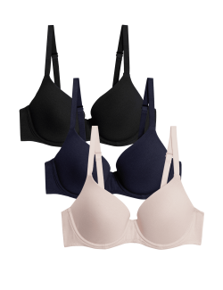 3pk Underwired Full Cup T-Shirt Bras A-E