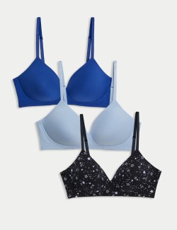 3pk Cotton Rich Non Wired T-Shirt Bras (A-E)