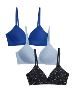 3pk Cotton Rich Non Wired T-Shirt Bras (A-E)