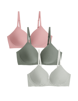 3pk Cotton Rich Non Wired T-Shirt Bras (A-E)