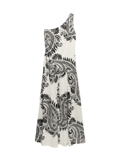 Splývavé maxi šaty na jedno rameno s vysokým podílem lnu