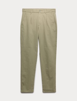 Regular Fit Single Pleat Textured Chinos