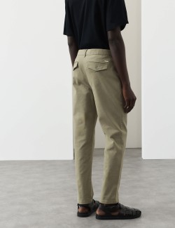 Regular Fit Single Pleat Textured Chinos