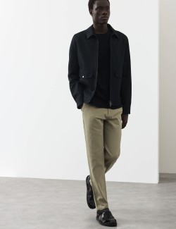 Regular Fit Single Pleat Textured Chinos