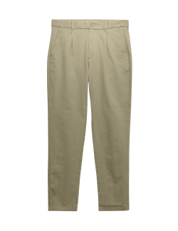 Regular Fit Single Pleat Textured Chinos