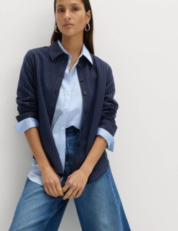 Pinstripe Collared Fitted Shirt