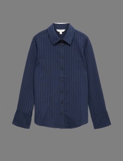 Pinstripe Collared Fitted Shirt