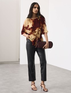 Printed Tie Front Top