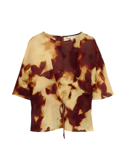 Printed Tie Front Top