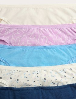 5pk Cotton Lycra™ High Leg Knickers