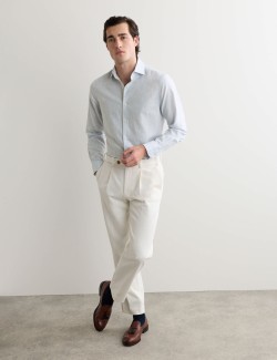 Regular Fit Linen Blend Striped Luxury Shirt