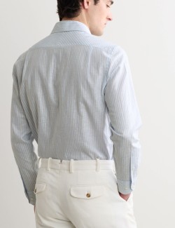 Proužkované luxusní tričko normálního střihu ze směsi lnu