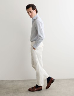 Proužkované luxusní tričko normálního střihu ze směsi lnu