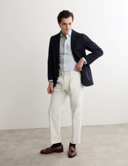 Proužkované luxusní tričko normálního střihu ze směsi lnu