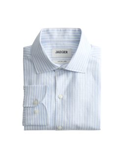 Proužkované luxusní tričko normálního střihu ze směsi lnu