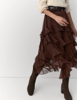 Nabíraná maxi sukně s volány