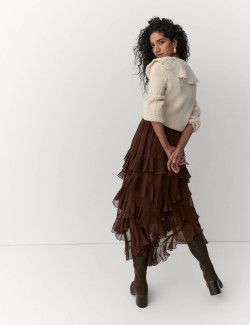 Nabíraná maxi sukně s volány