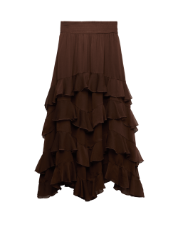 Nabíraná maxi sukně s volány