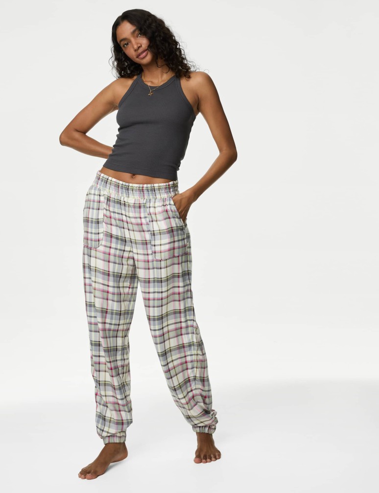 Checked Cuffed Hem Pyjama Bottoms