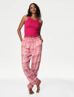 Checked Cuffed Hem Pyjama Bottoms