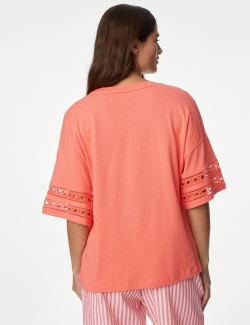 Cotton Modal Embroidered Pyjama Top