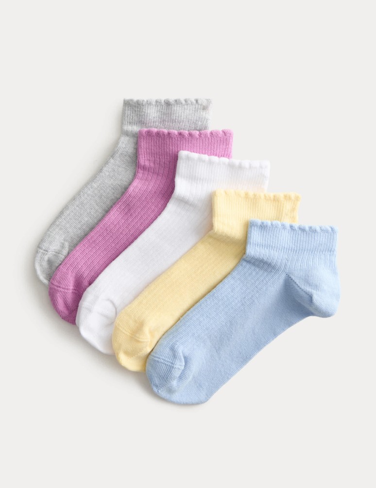 Žebrované krátké ponožky Trainer Liners™ s vysokým podílem bavlny, 5 párů (6 malé – 7 velké)